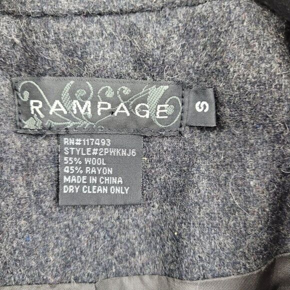 Rampage Peacoat Wool Single Breasted Button Down Long Gray S Military Streetwear - Picture 3 of 10